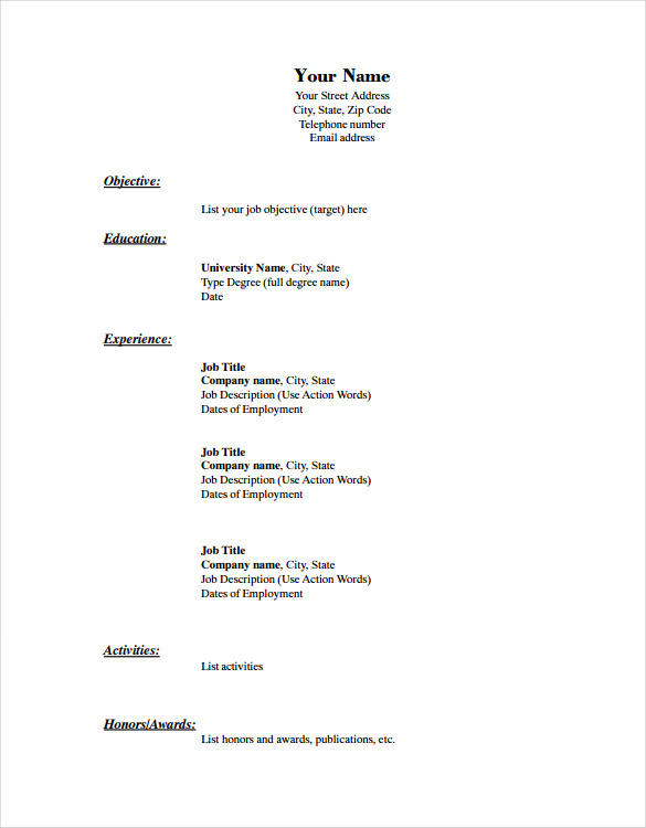 simple free resume download