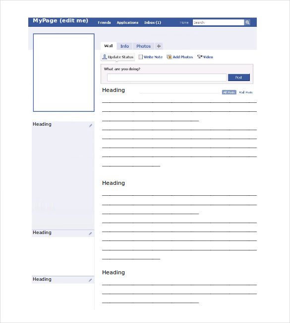 facebook wall page template