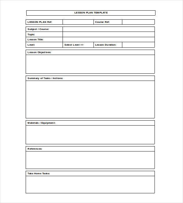 lesson plan format template in ms word