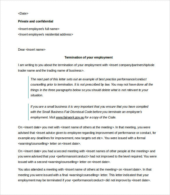 download employment contract termination letter template