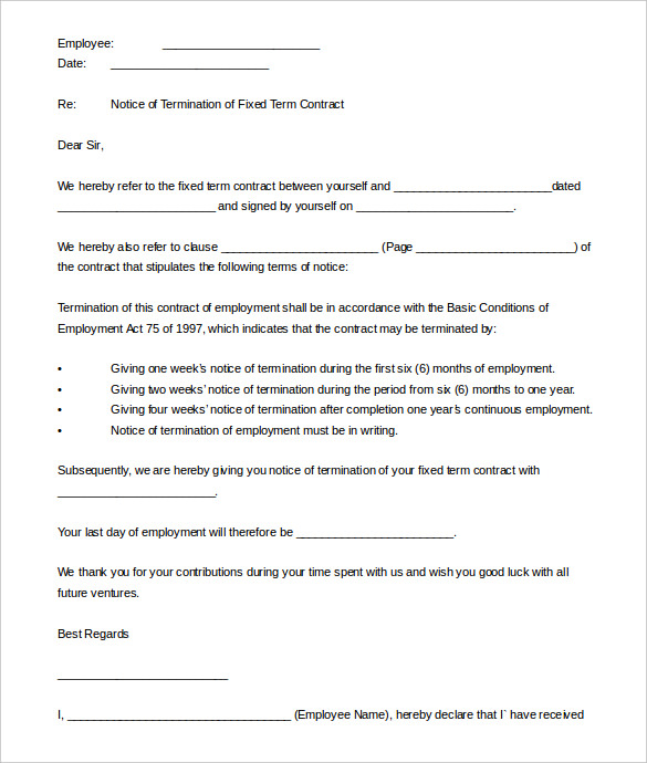 Free 21  Contract Termination Letter Templates PDF DOC Apple Pages