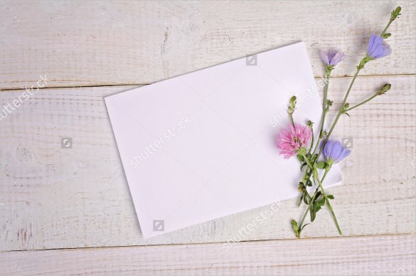 blank-message-postcard-and-bouquet-of-flowers-