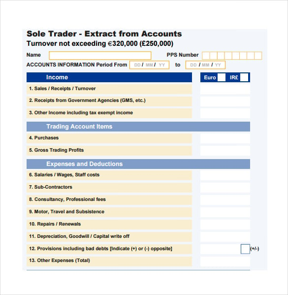 sole trader accounting spreadsheet pdf free download