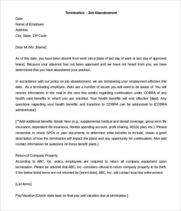 11 Employment Termination Letter Templates Free Sample Example Format Download 7026