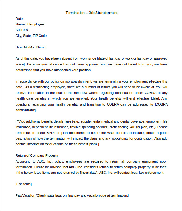 11+ Employment Termination Letter Templates - Free Sample, Example ...