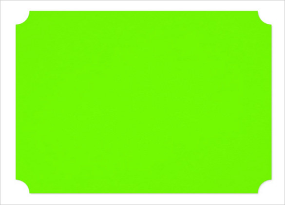 fluorescent green blank ticket card