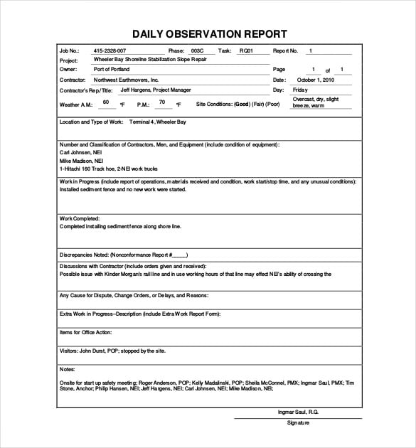 Daily Report Template, Daily Report Format  Free 