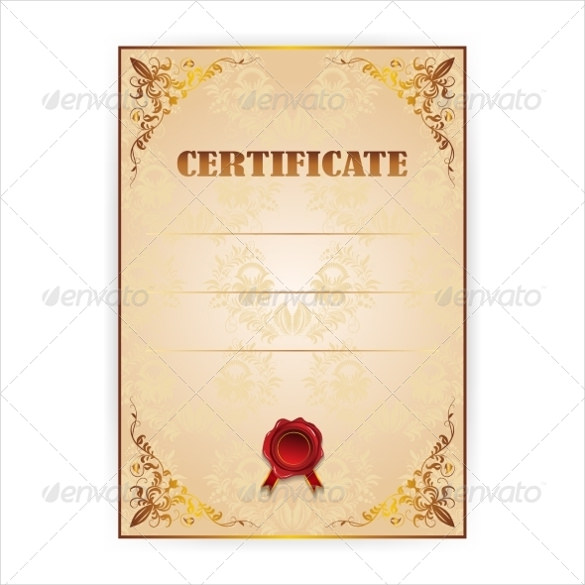 vector gold certificate with laurel wreath