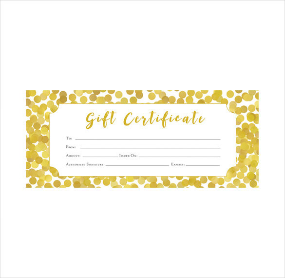 confetti gift certificate blank download gold glitter