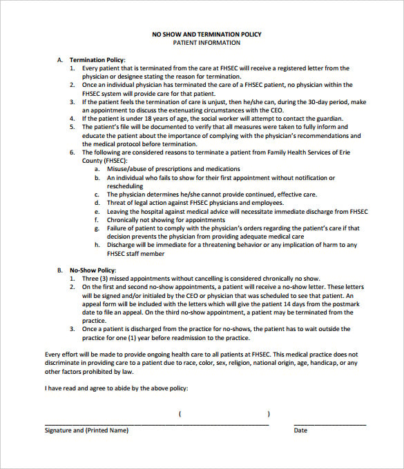 12+ Patient Termination Letter Word, PDF