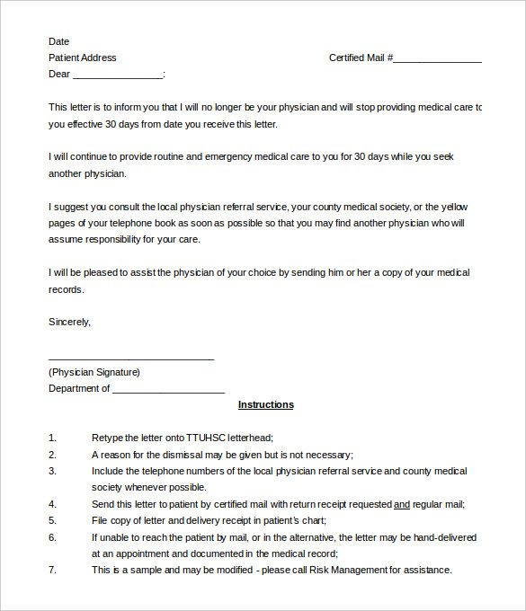 12+ Patient Termination Letter Word, PDF