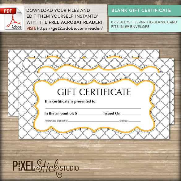 blank gift certificates editable and printable