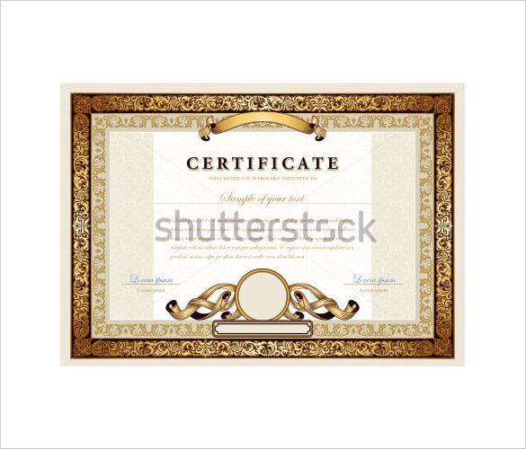 vintage blank certificate with golded border