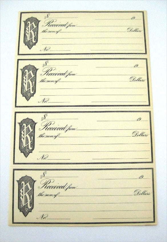 0 vintage blank receipts