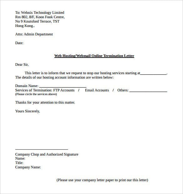 9+ Service Termination Letter Templates - Word, PDF | Free & Premium