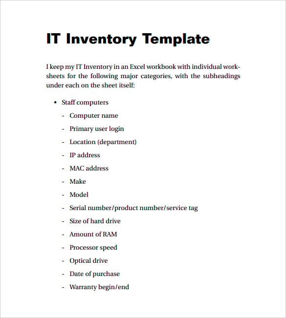 it inventory spreadsheet pdf template free download