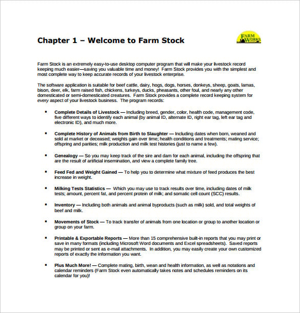 farm stock spreadsheet pdf template free download