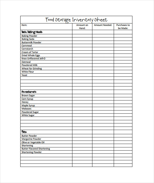 Inventory Chart Template