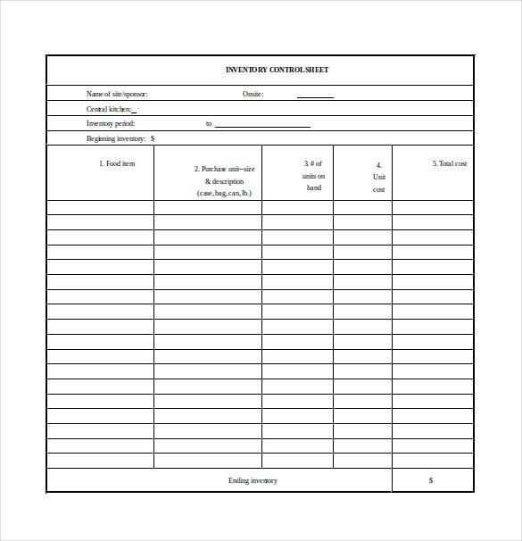 monthly inventory control spreadsheet word template free download