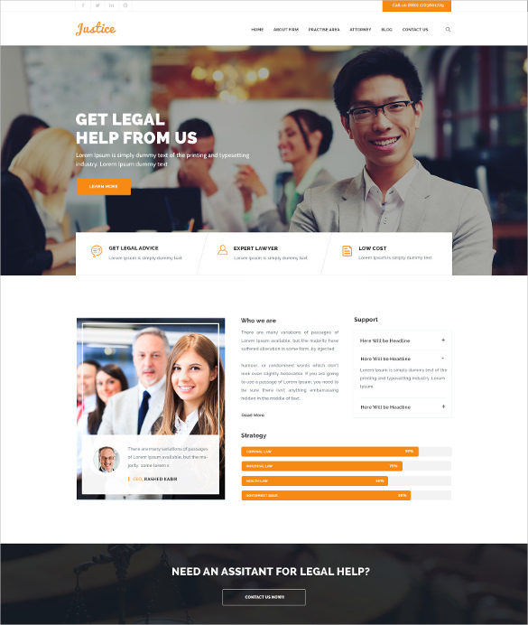 law legal business html php template