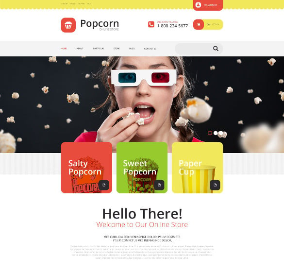 popcorn store marketing blog theme