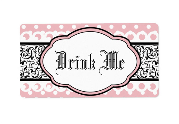 elegant pink and black water bottle label