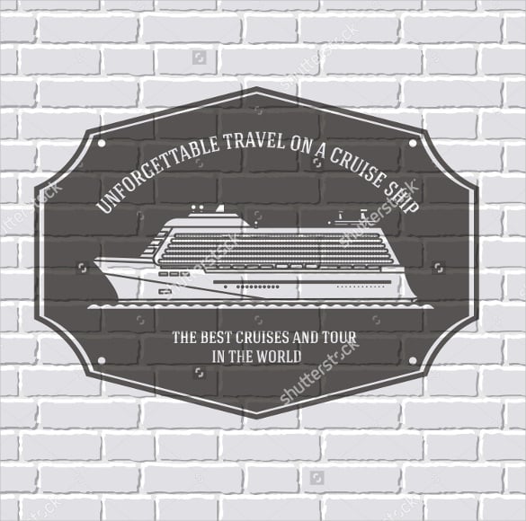 label-template-with-blurred-background-on-brick-wall-vector-illustration-of-a-cruise-ship-