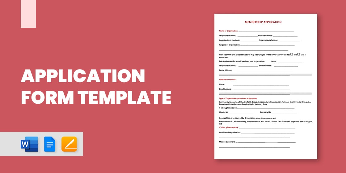 18+ Application Form Templates - MS Word  Google Docs Sample, Example,  Format Download!