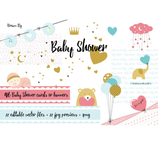 baby shower cards banners