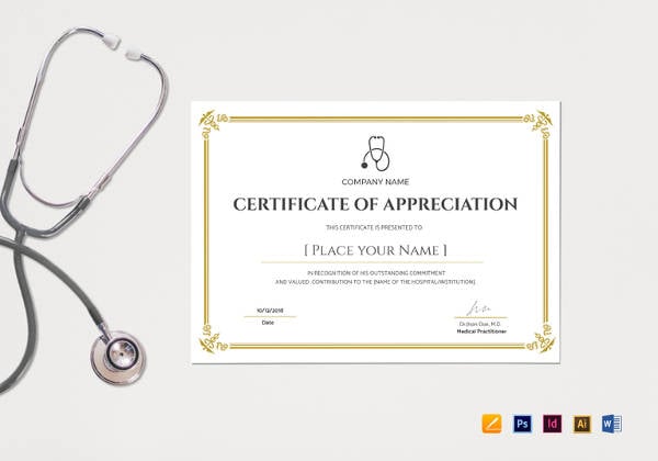 blank medical appreciation certificate template