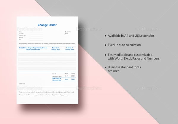 change order template to print
