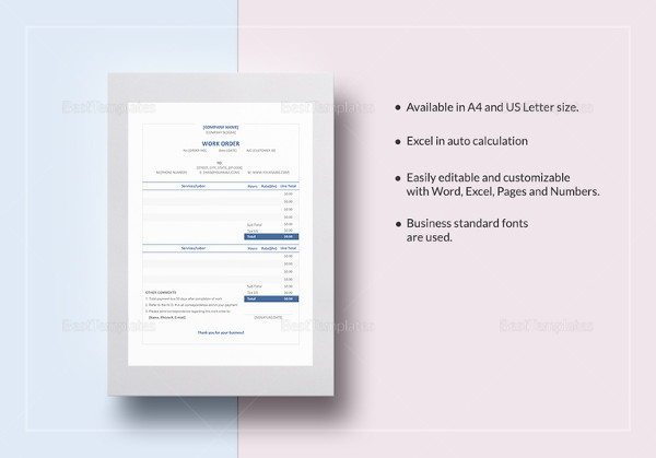 company-work-order-word-template