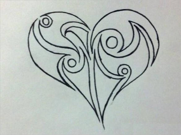 cool heart easy drawing template