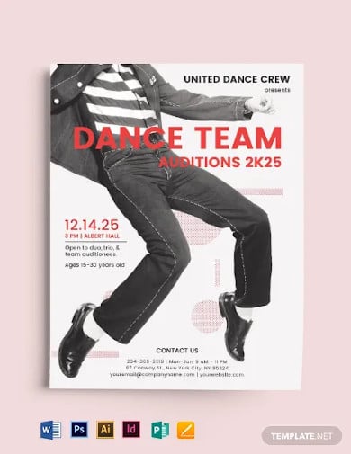 dance team audition flyer template