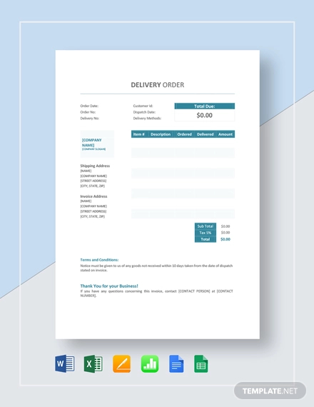 delivery order template