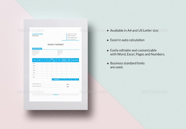easy to print hourly timesheet template