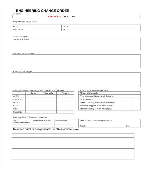 example of engineering change order in pdf