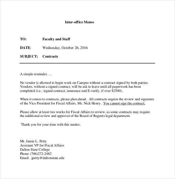 faculty and staff interoffice memo