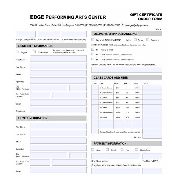 fitness gift certificate free template download