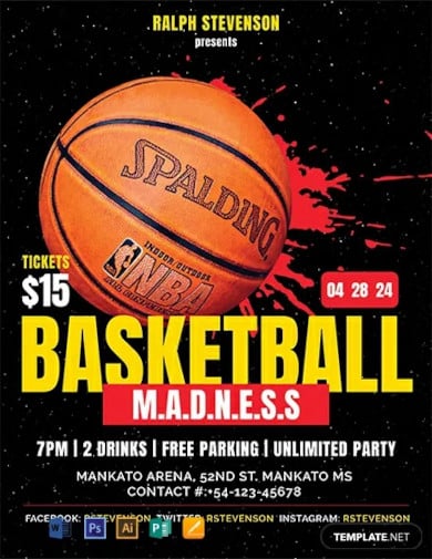 free basketball madness flyer template