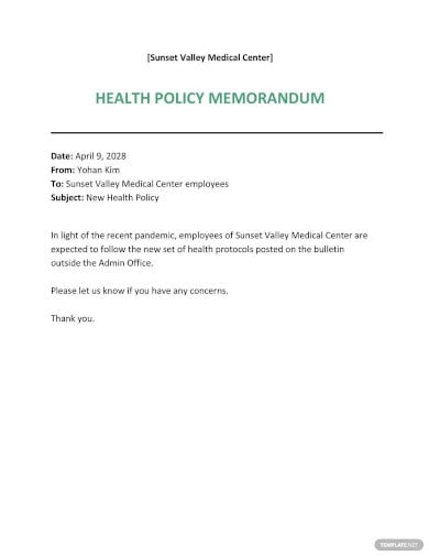 health policy memo template
