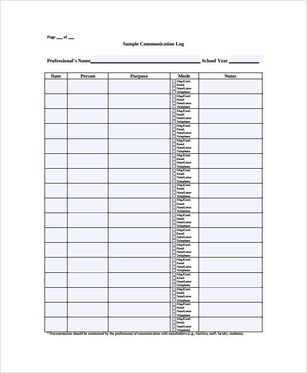 10+ Communication Log Template in Excel | Google Docs | Google Sheets ...