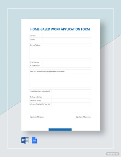 home based work application form template