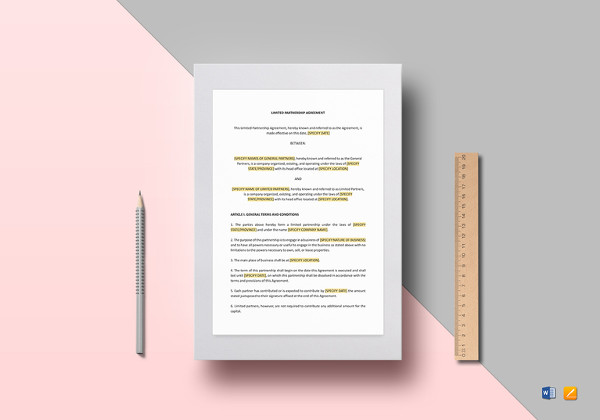 limited partnership agreement word template