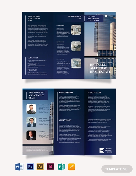 luxury realestate agent agency tri fold brochure template
