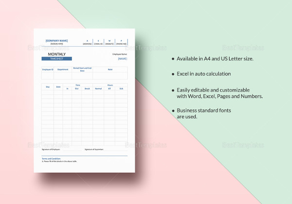 20+ Contractor Timesheet Templates – Docs, Word, Pages | Free & Premium ...