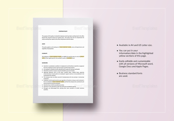 Company Policy Template - 16+ Free PDF Documents Download