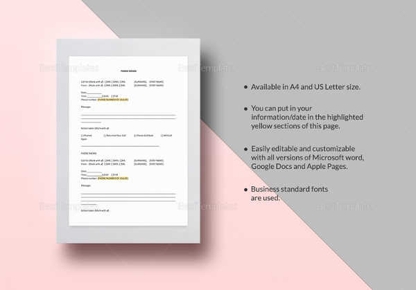 phone memo template