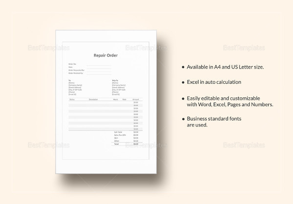 repair-order-word-template