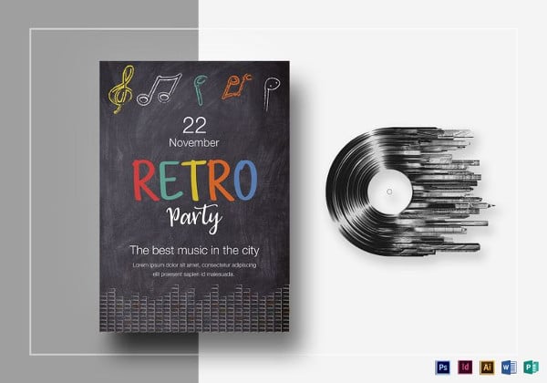 retro party flyer template
